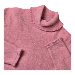 VTG Ralph Lauren Womens M Pink Angora Turtleneck Sweater Cottagecore Minimalist